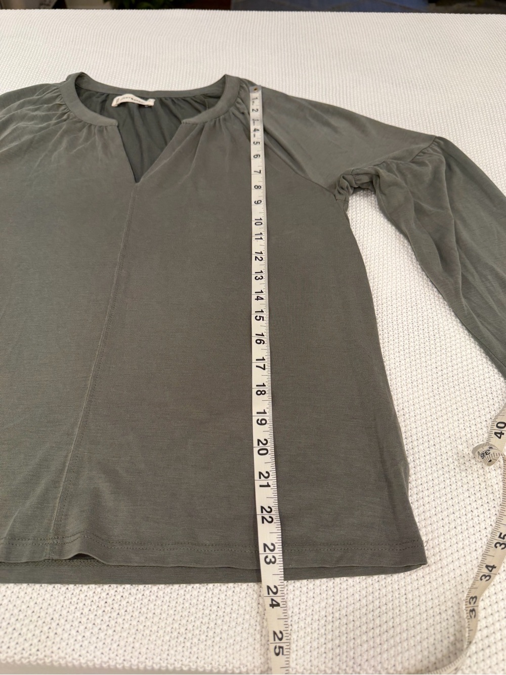 Lucky Brand Olive Gray Modal Peasant Blouse Long Sleeve Medium - Picture 10 of 10